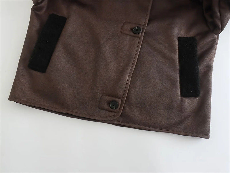Faux Leather Double-sided Jacket European And American Locomotive Long Breasted Coat Limorista