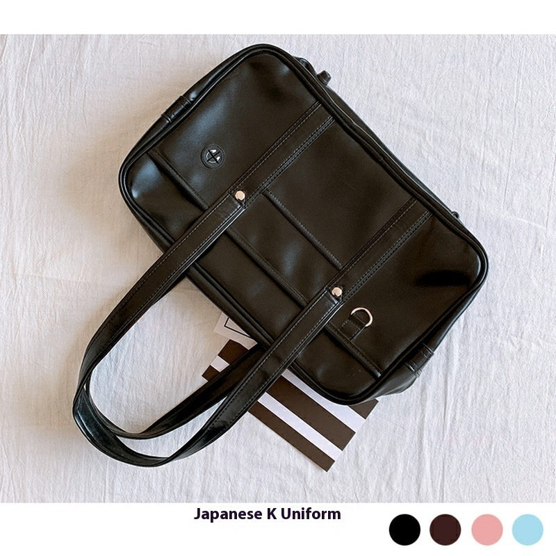 One-shoulder Student Commuter PU Uniform School Handbag Limorista
