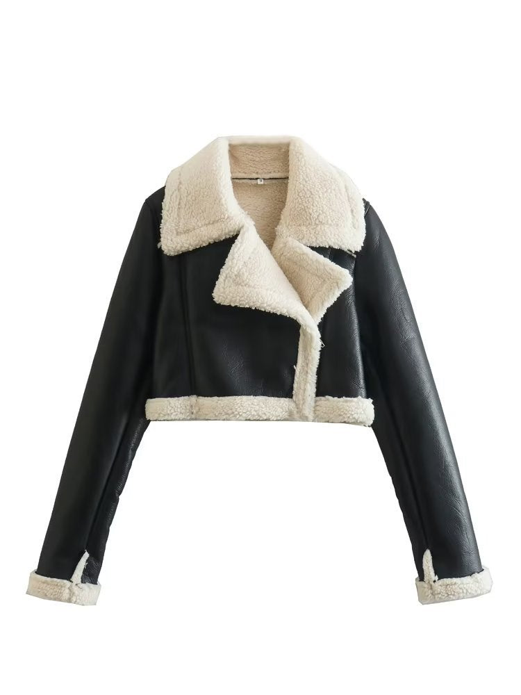 European And American Style Double-sided Loose Short Zipper Fur Integrated Jacket Limorista