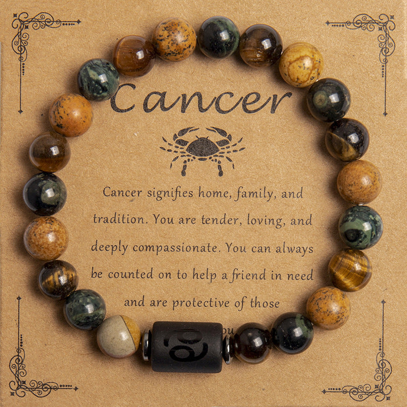 European And American New Natural Picture Tigereye Twelve Constellation Beaded Bracelet Limorista
