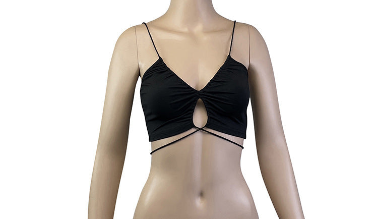 Outer Wear Tight Lace-up Adjustable Refreshing Backless Knitted Milk Silk Camisole Limorista