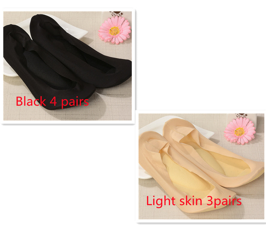 3D Arch Foot Massage Health Care Women Summer Socks Ice Silk Socks Shallow Mouth Silica Gel Invisible Slippers Feet Care Limorista
