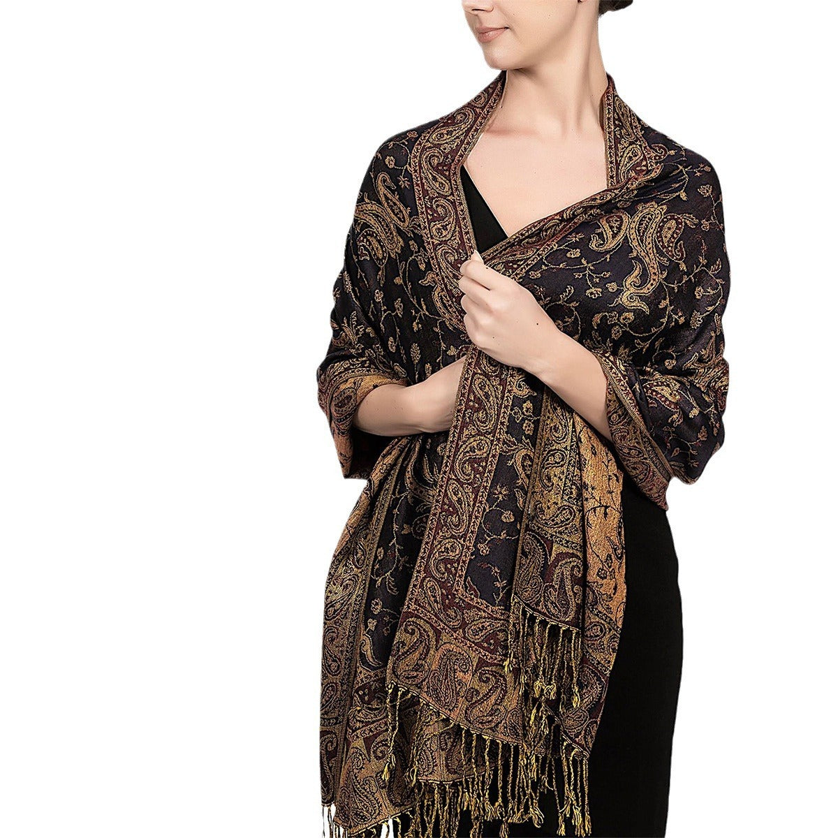 Ethnic Style Vintage Tassel Shawl Middle East Paisley Jacquard Limorista