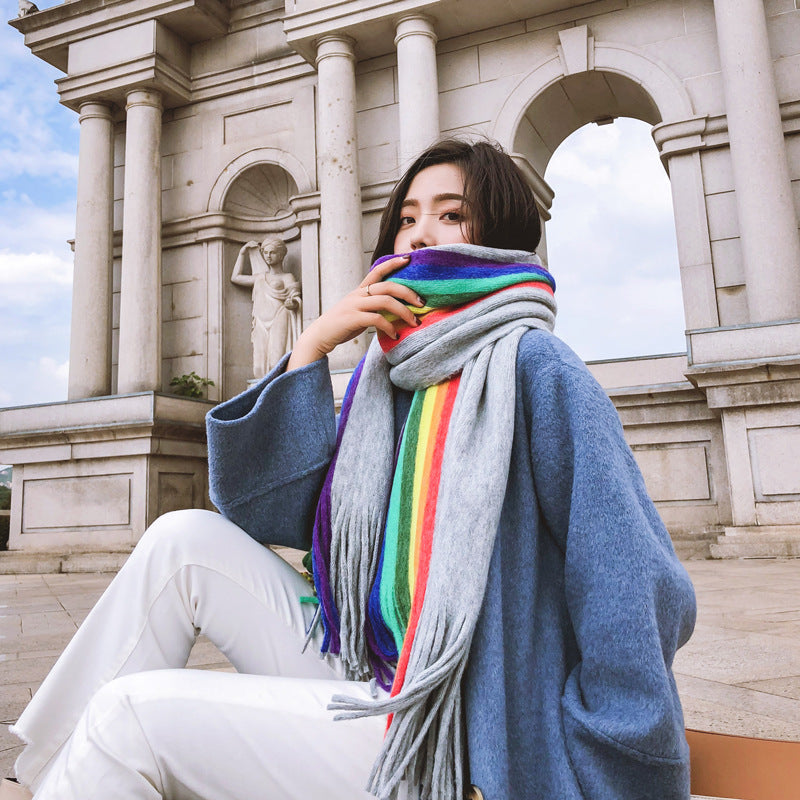 Rainbow Double Sided Scarf Women&