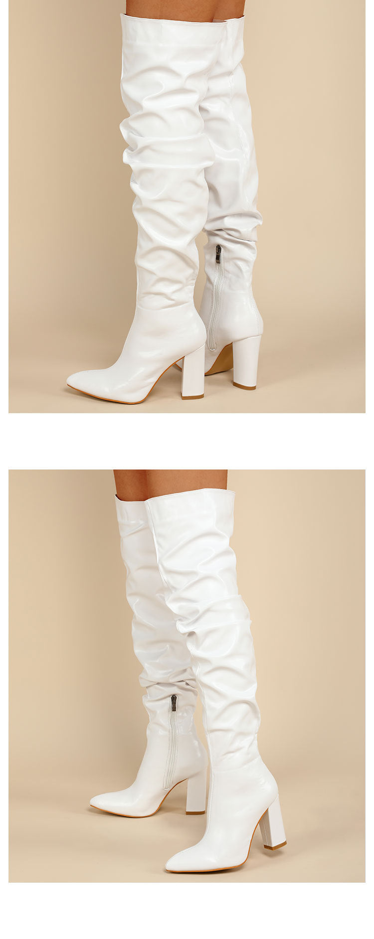 Chunky Heel High Zipper High Leg Boot Limorista