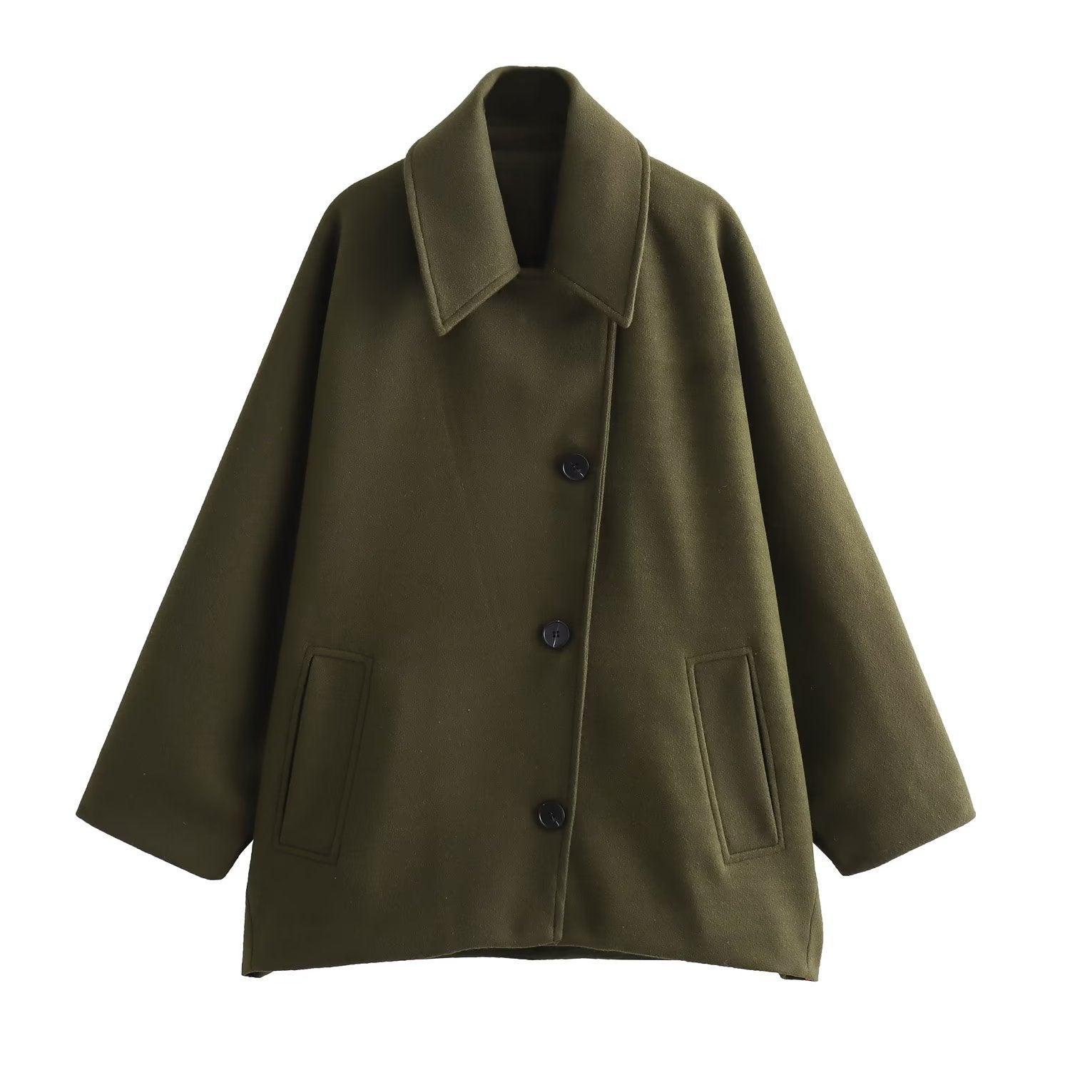 French Coat Fashion Polo Collar Blended Short Cape Sleeve Coat Limorista