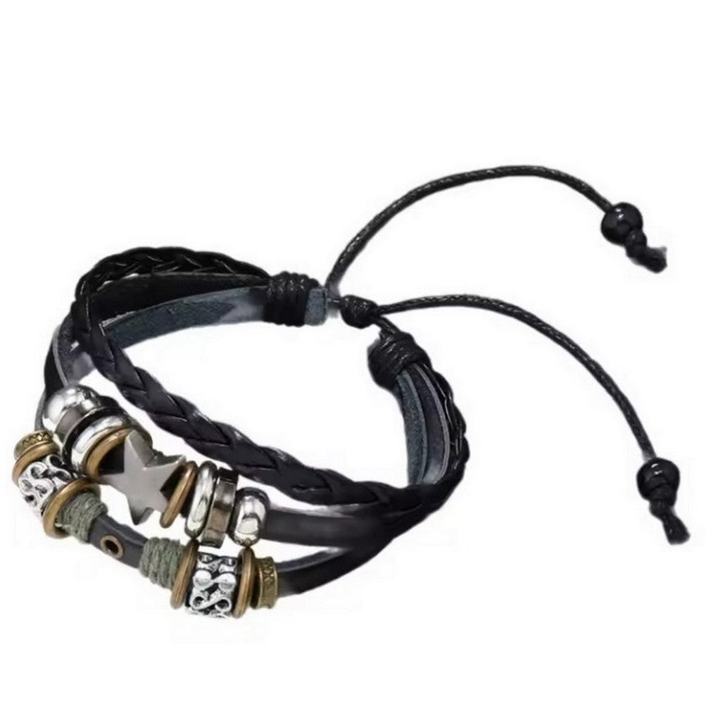 Personalized Beaded Five-pointed Star Leather Bracelet Trendy Simple Limorista