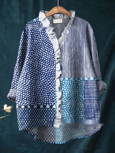 Loose Print Crew Neck Casual Plus Size Women&