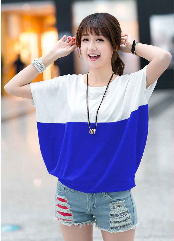 Limorista - Loose-fitting Batwing Sleeve Shirt for Women - Student Short Sleeve Top