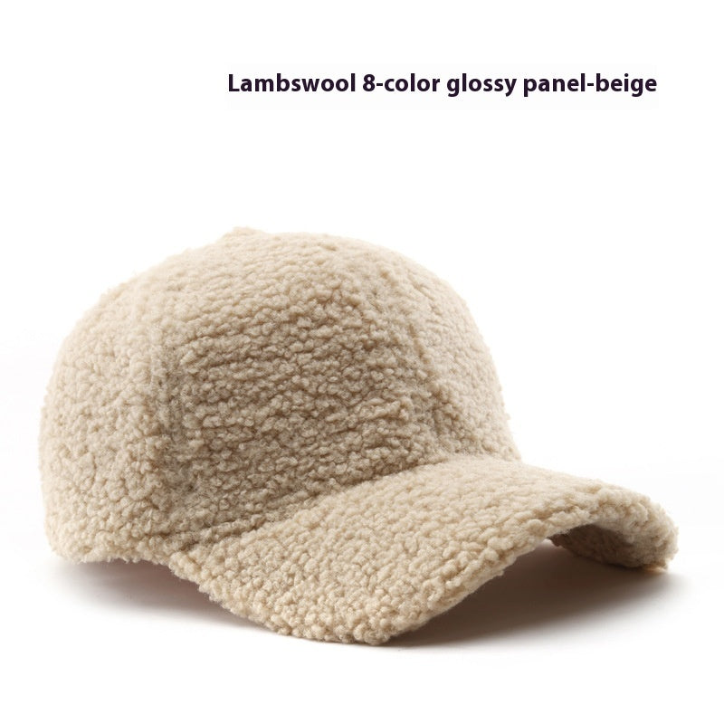 Baseball Cap Fashion Retro Solid Color Lamb Wool Curved Brim Limorista