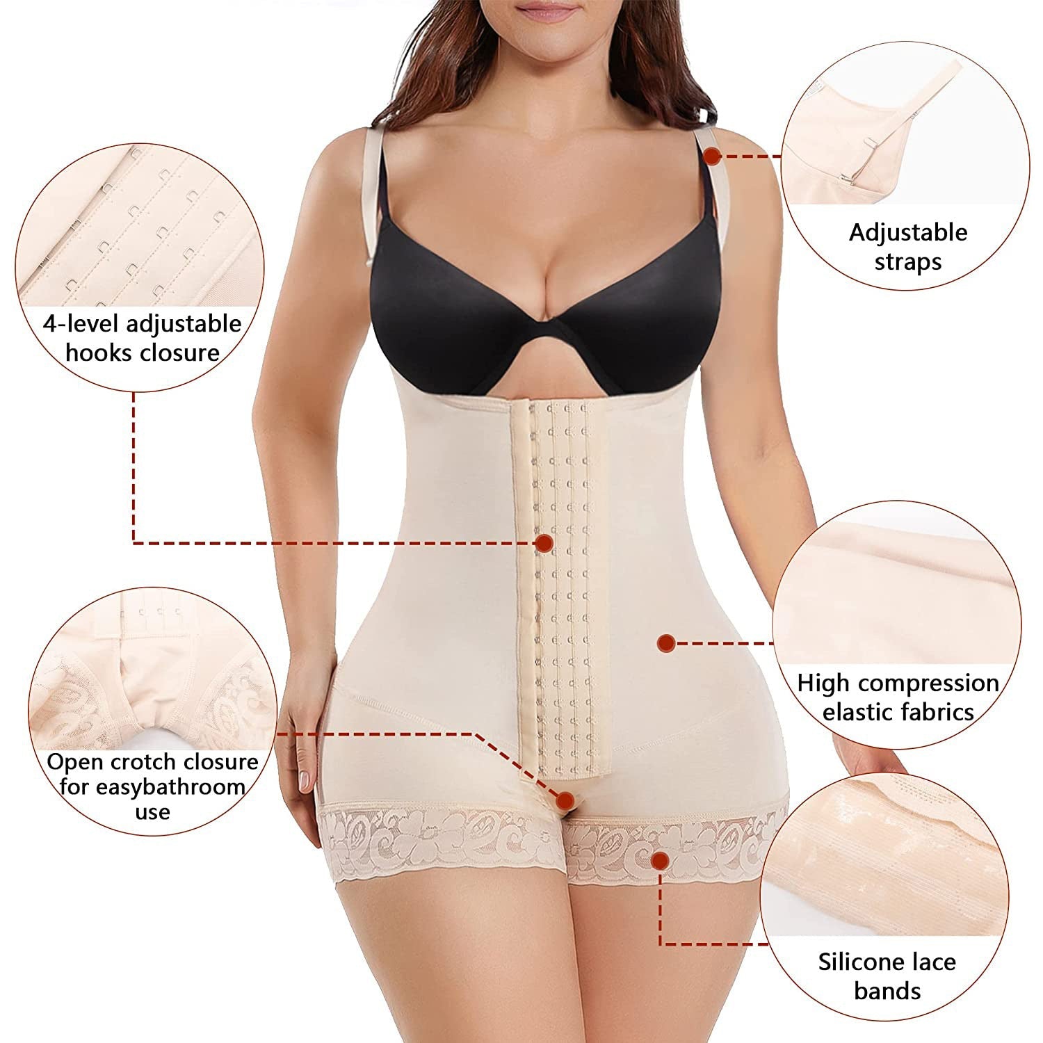 Limorista - 7206 Four-breasted Mesh Tummy Control Body Suit