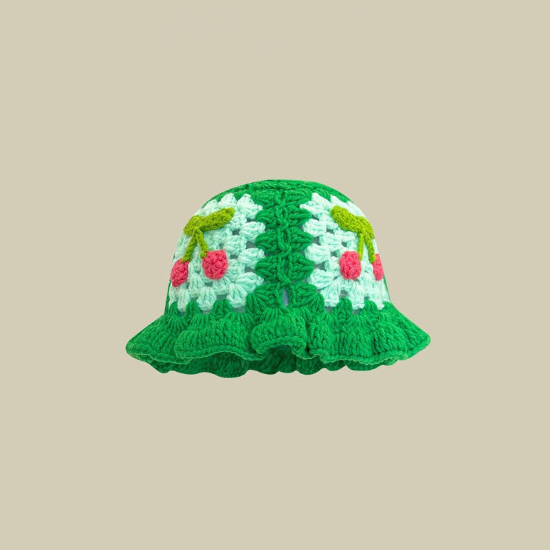 Japanese-style Retro Hollow Flower Handmade Knitted Bucket Hat Women Limorista