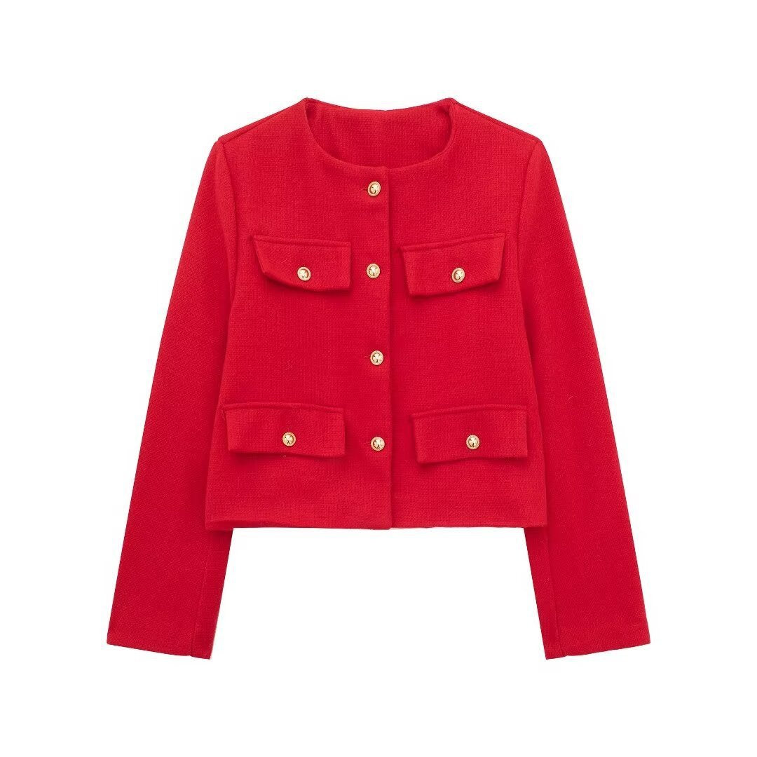 Fashion Casual All-match Flip Trim Short Coat Limorista