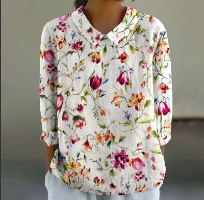 Creative Retro Chinese Style Floral Print Shirt Limorista