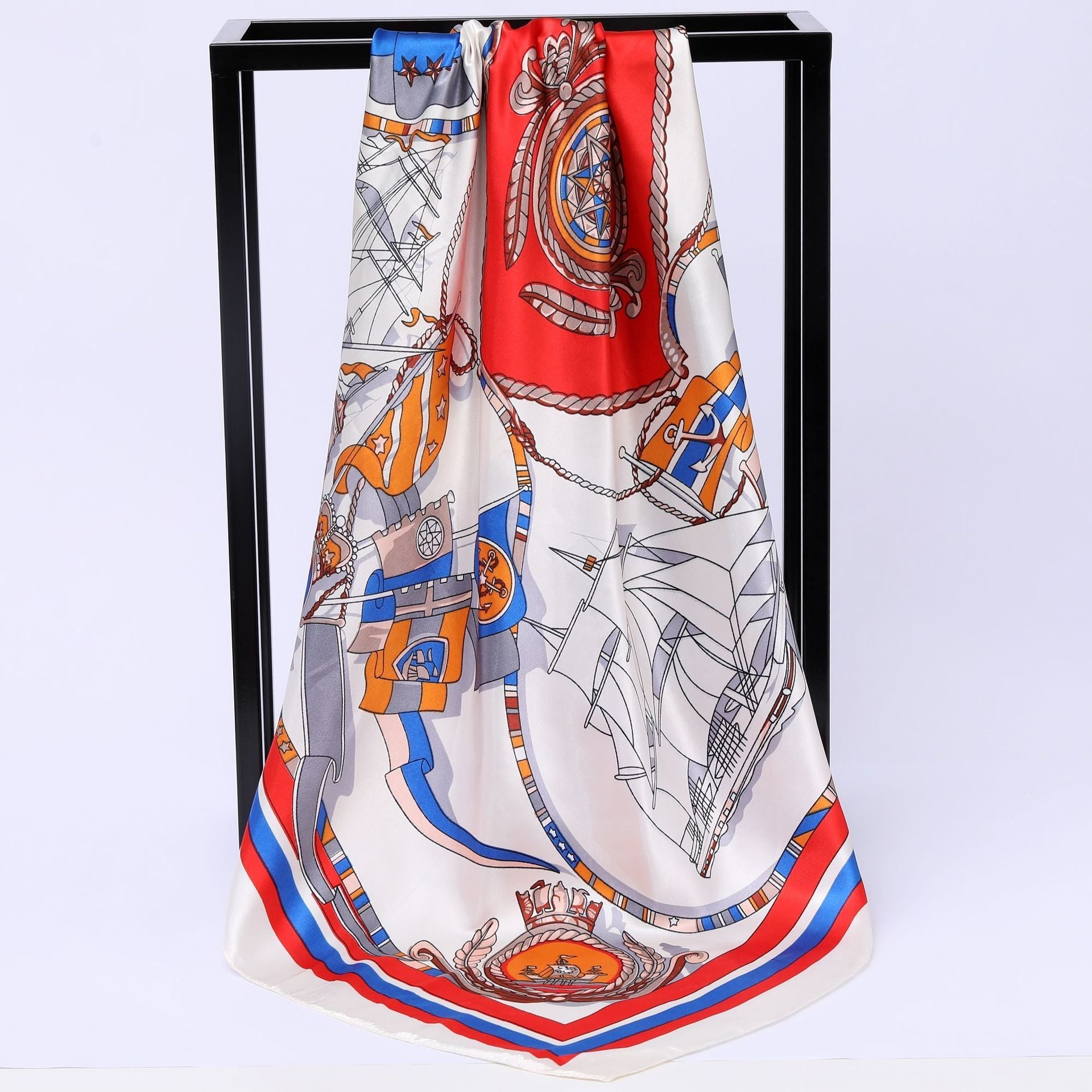 Sailing Print Emulation Silk Scarf Fashion Shawl Limorista