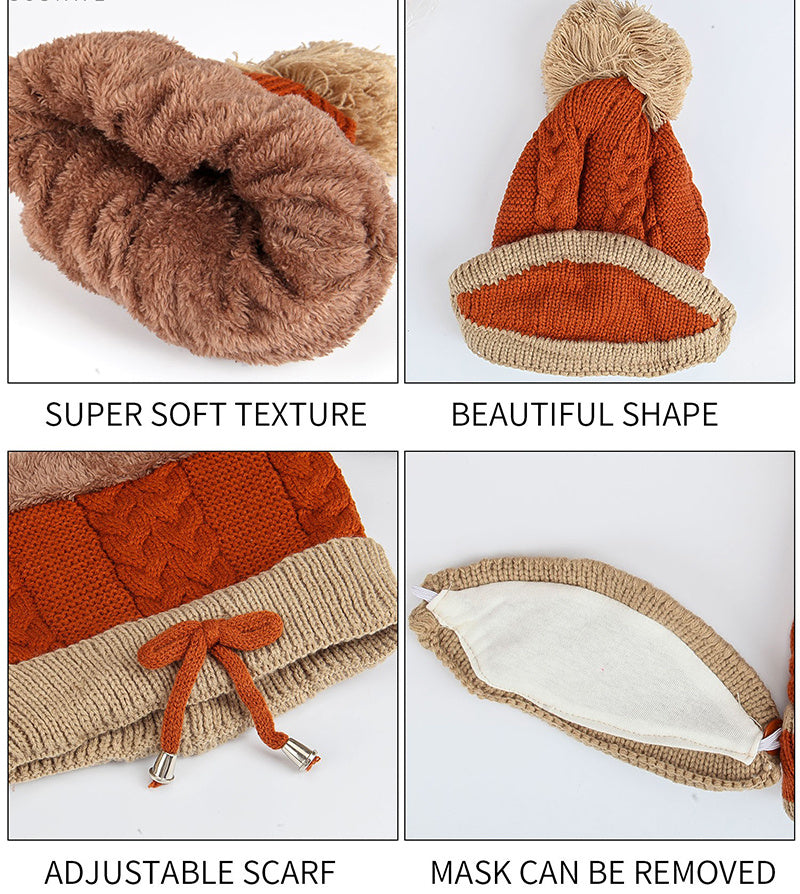 Winter Hat For Women 3pcs Knitted Beanie Hat Scarf Set Warm Hat Limorista