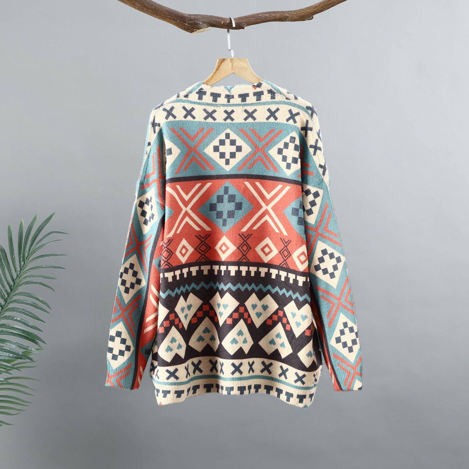 Loose V-neck Cardigan Outer Wear Women&