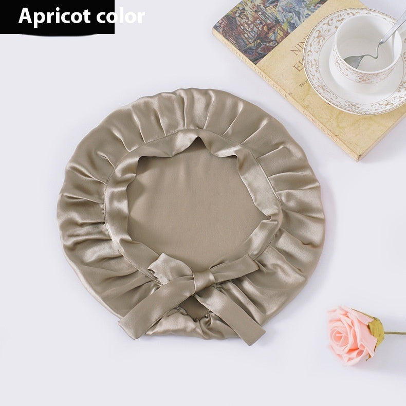 Encrypted Satin Silk Plain Satin Confinement Household Hair Care Lace-up Nightcap Limorista
