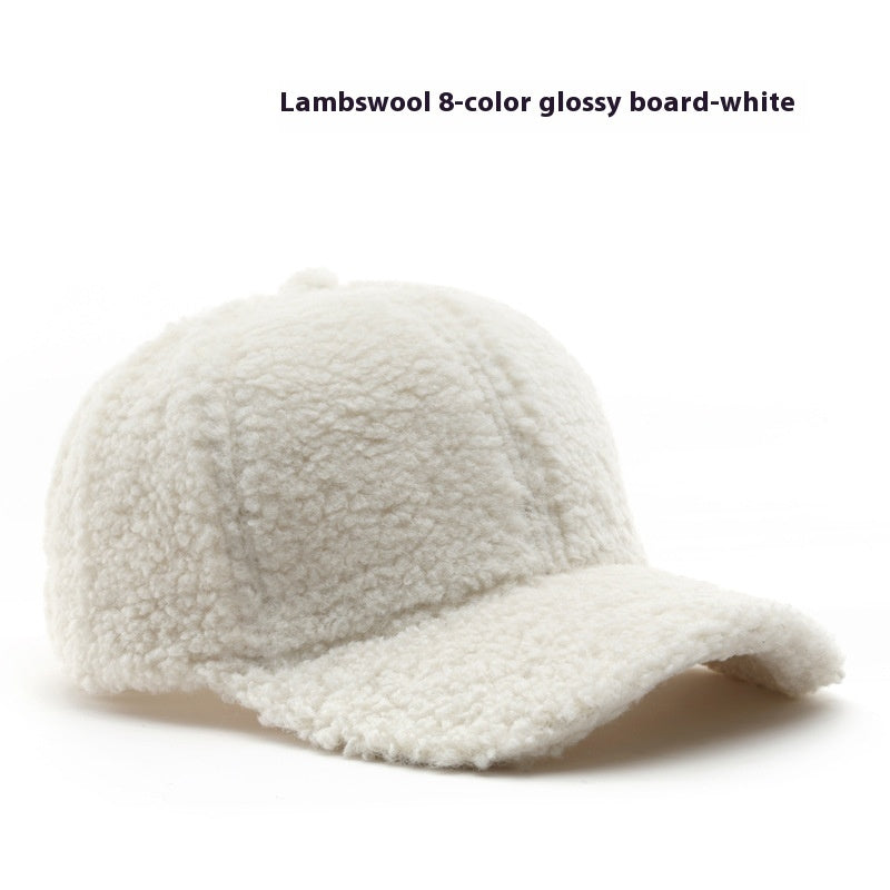 Baseball Cap Fashion Retro Solid Color Lamb Wool Curved Brim Limorista
