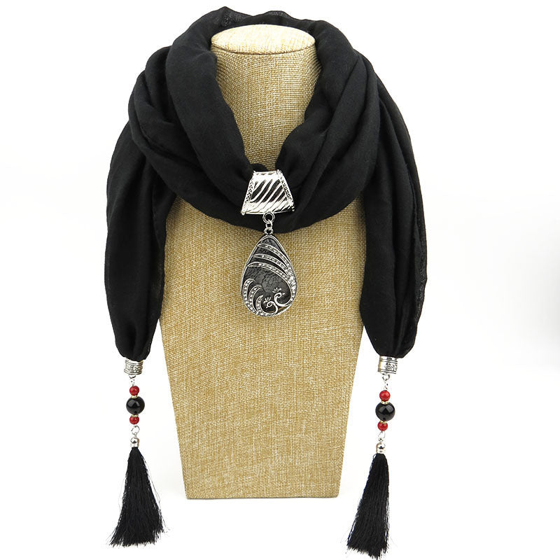 Ethnic Style Peacock Pendant Gem Tassel Scarf Shawl Autumn And Winter Women&