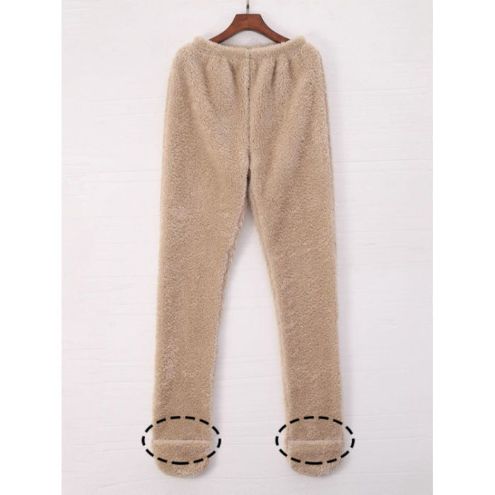 Women Coral Fleece Socks Leggings Winter Warm Sleepwear Ankles Knees Guard Women Home Pants Thick Pajamas Pant Limorista