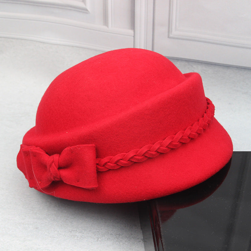 Elegant Bow Beret Wool Top Hat Limorista