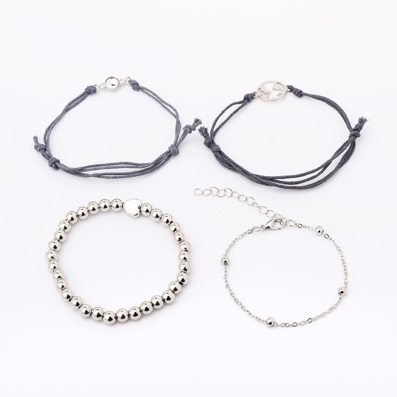 Map Opal Beads Peach Heart Chain Bracelet Four-piece Set Limorista