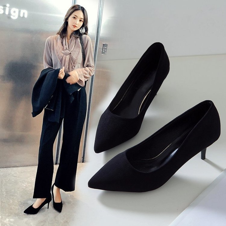 Black Suede High Heels Women&