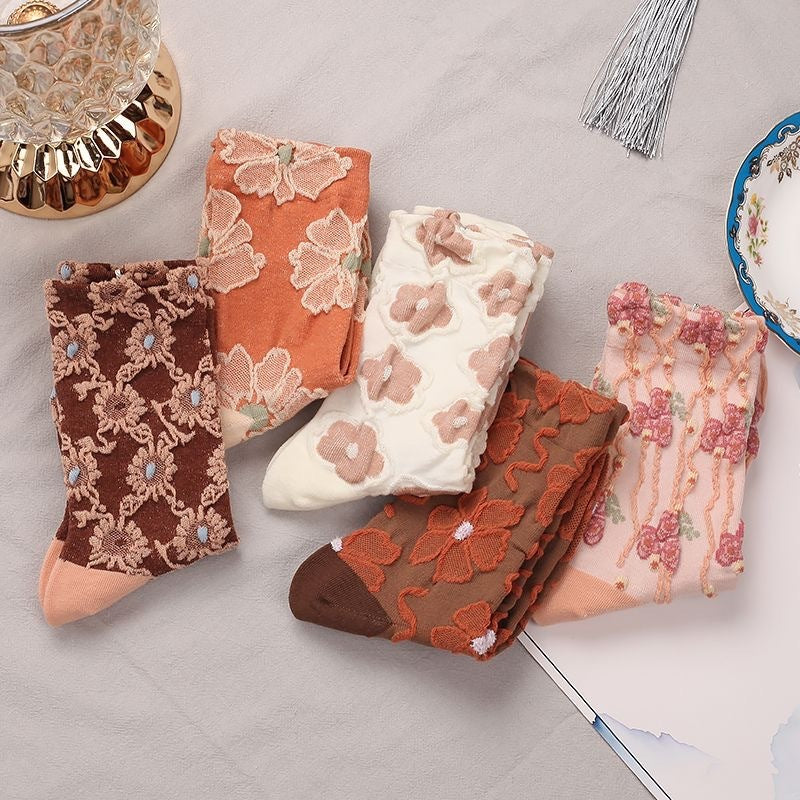 Renaissance Ethnic Floral Thigh High Socks Children Limorista