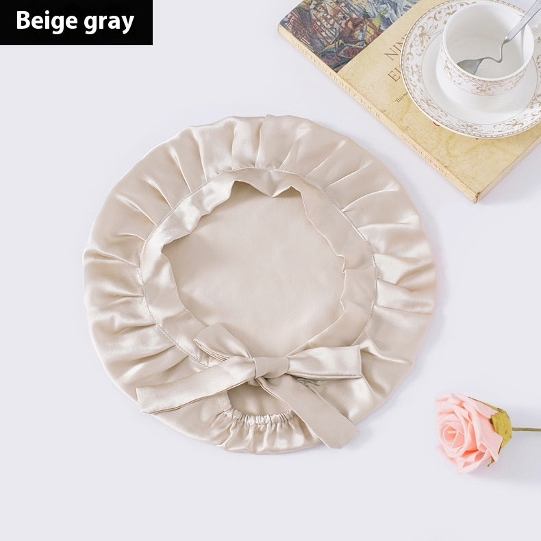 Encrypted Satin Silk Plain Satin Confinement Household Hair Care Lace-up Nightcap Limorista