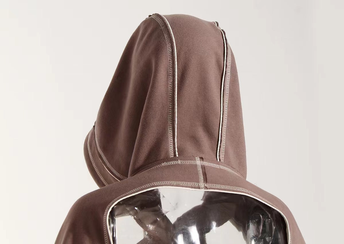 New Color Contrast Bright Line Short Hooded Sweater Limorista