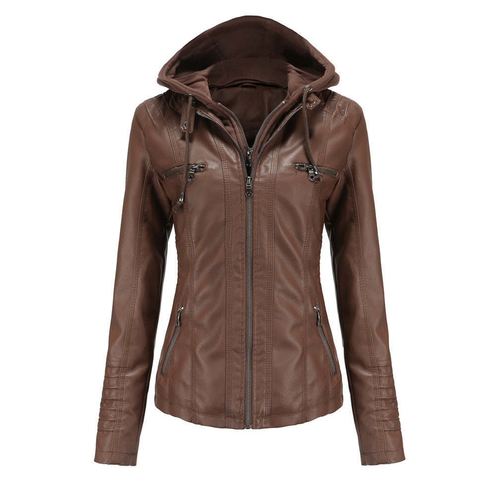 Detachable Two-piece Hooded Leather Jacket Limorista