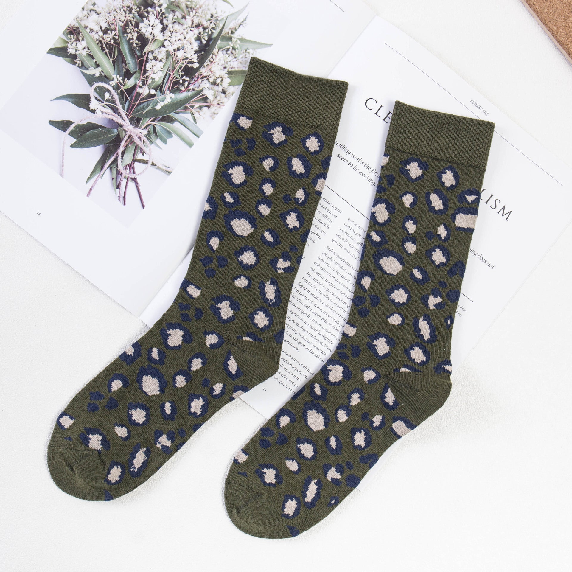 Autumn And Winter Cotton Leopard Print Tube Socks Limorista