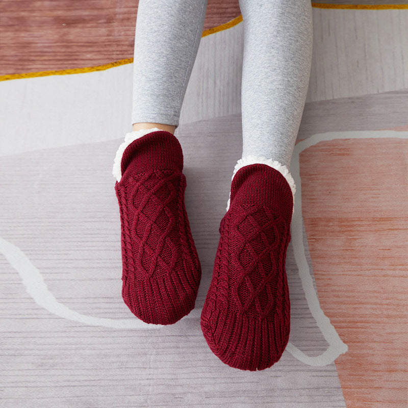 Winter Woolen Socks Women Thicken Warm Home Bedroom Socks Slippers Men Non-slip Foot Warmer Snow Socks Calcetines Mujer Limorista