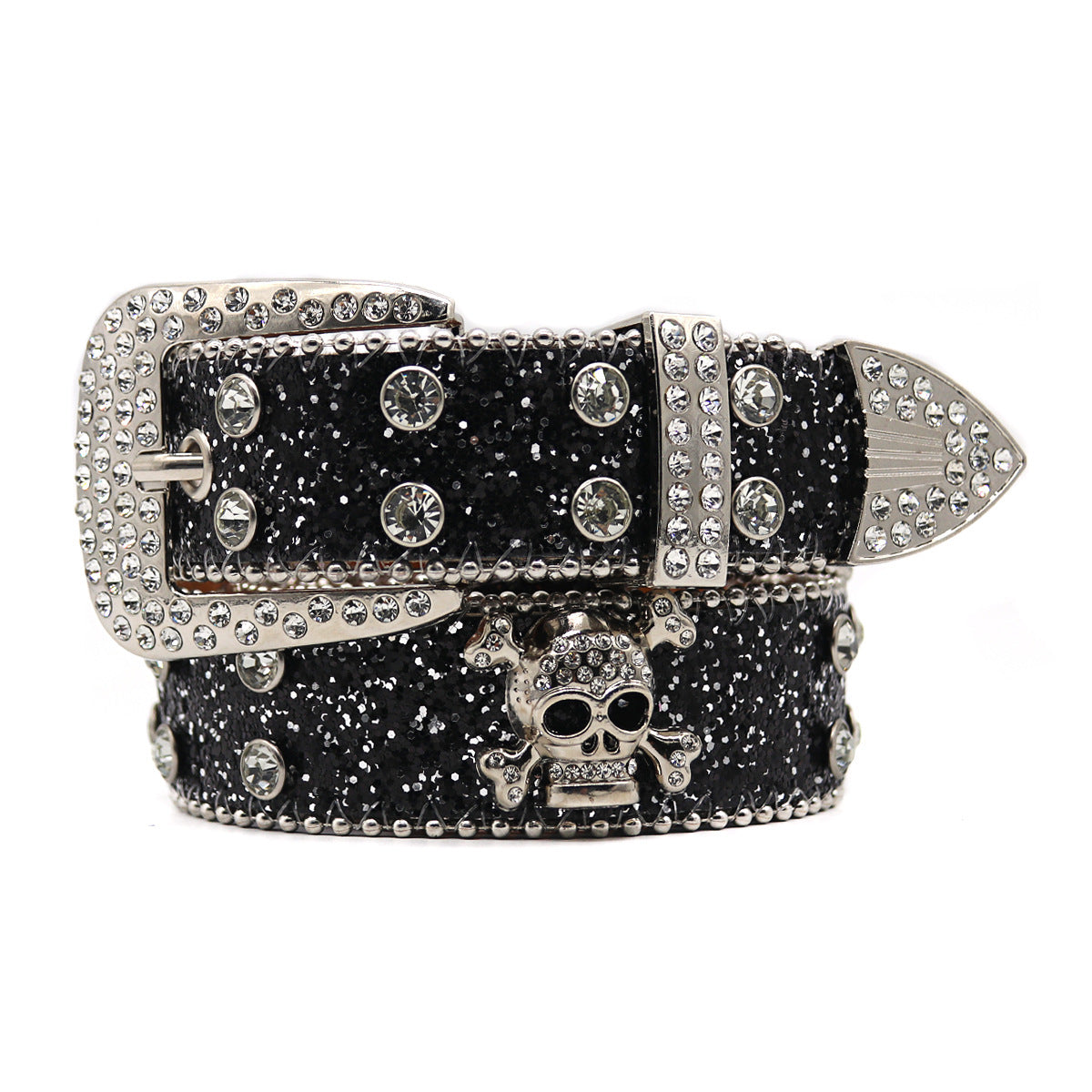 Rhinestone Skull Wide Belt Men Limorista
