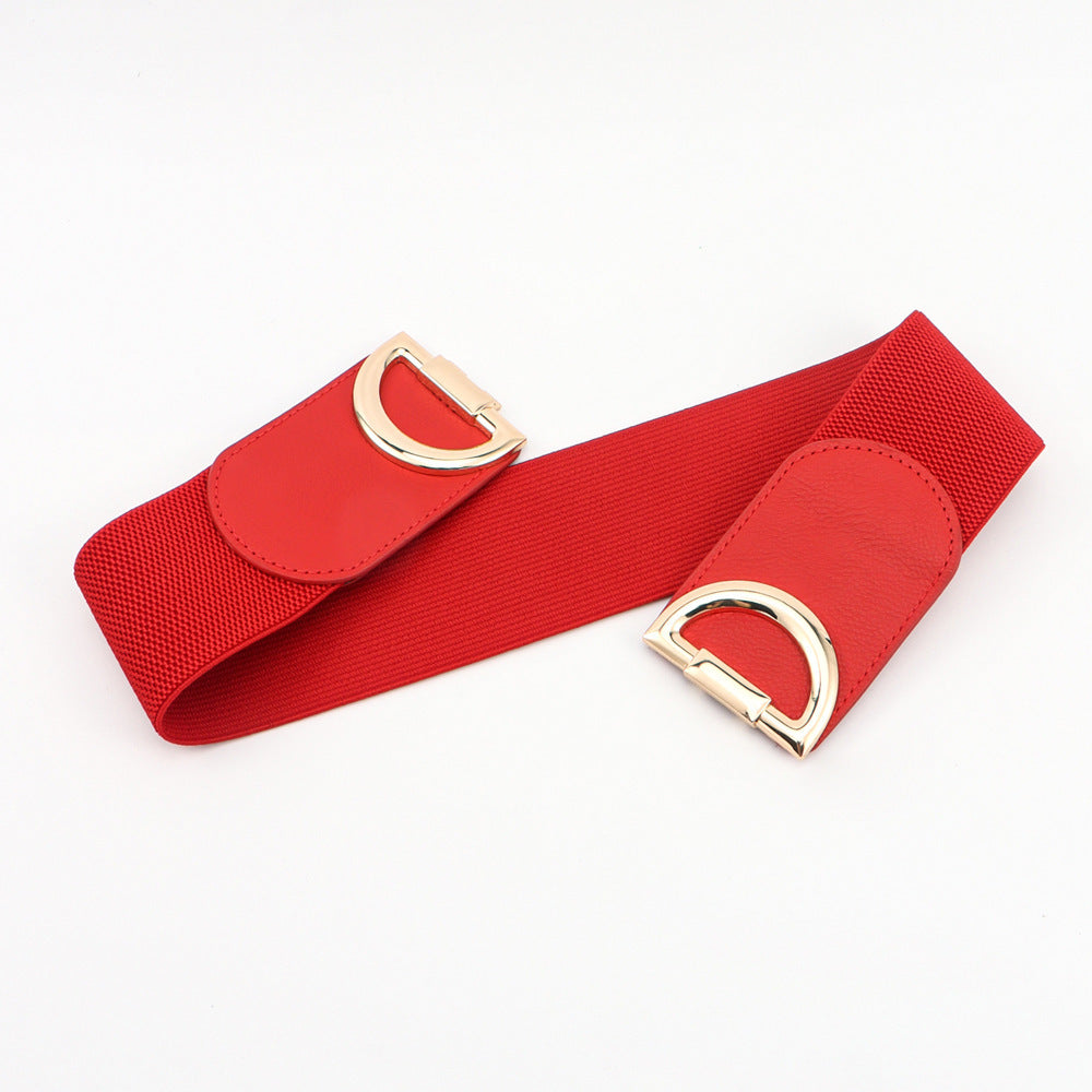 Elastic A Pair Of Buckles Wide Belt Women Limorista