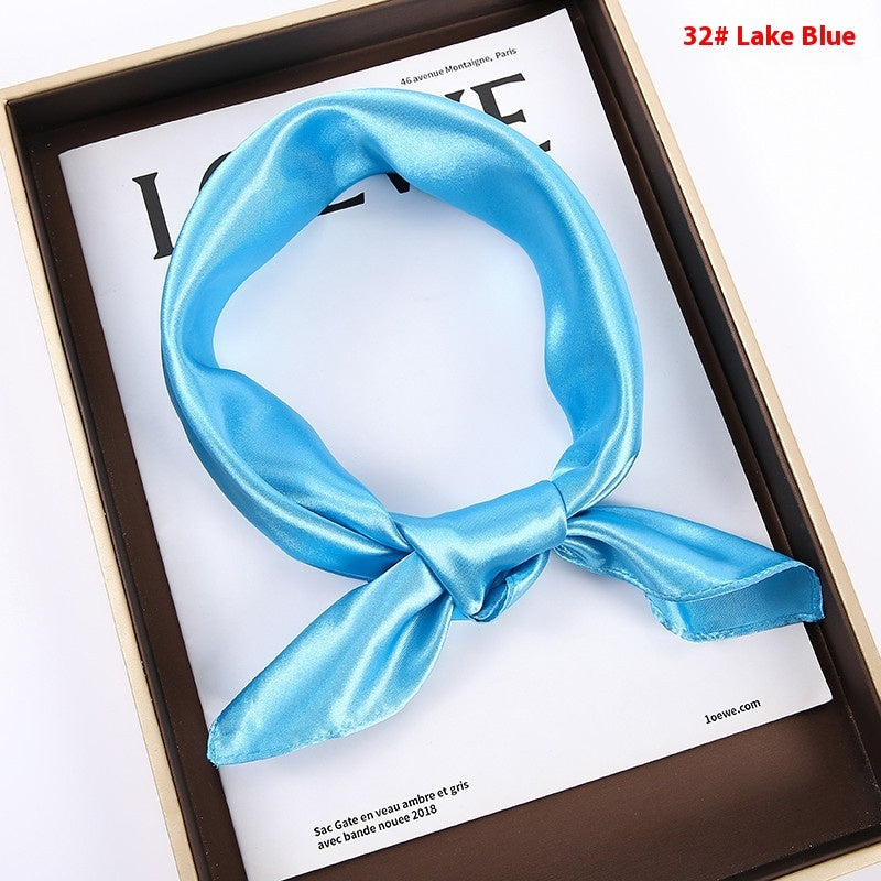 Solid Color Square Scarf Artificial Silk Small Square Towel Limorista