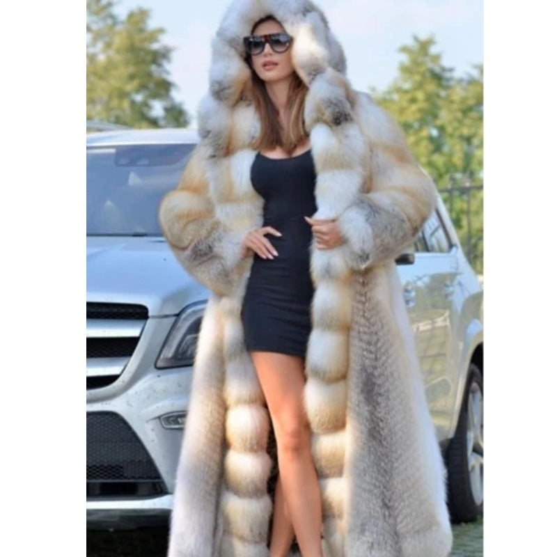 Mid-length Coat With Hooded European And American Faux Fur Limorista