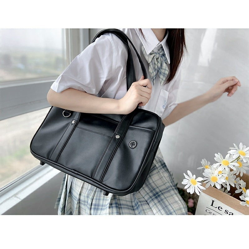 One-shoulder Student Commuter PU Uniform School Handbag Limorista