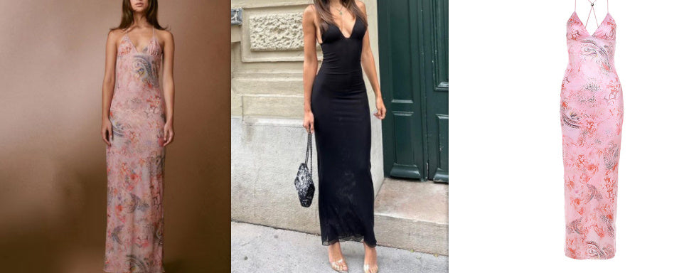 Floral Print Halter Spaghetti Straps Dress Sexy Slim Butterfly Back Dressess Spring Summer Womens Clothing Limorista