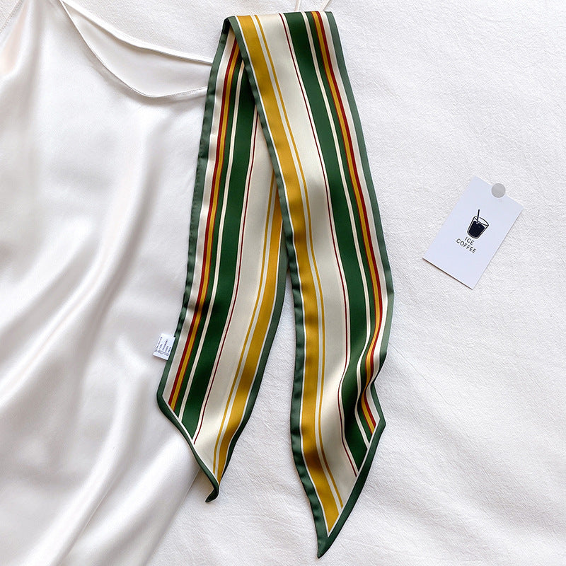 Narrow Long Strip Small Silk Scarf Women Fashion Leopard Pattern Limorista