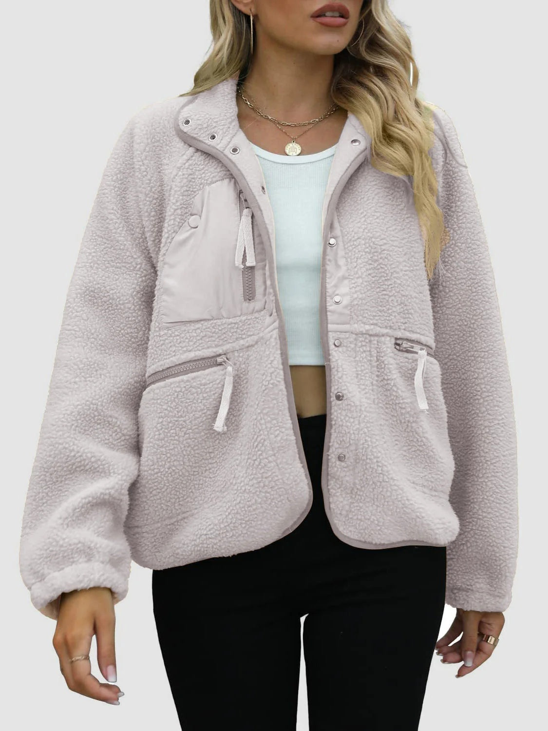 Short Cardigan Plush Jacket Lamb Wool Coat Limorista