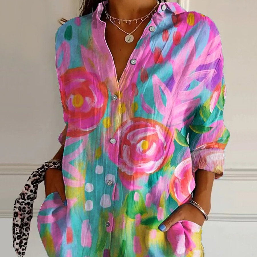 Striped Long-sleeved Shirt Women&