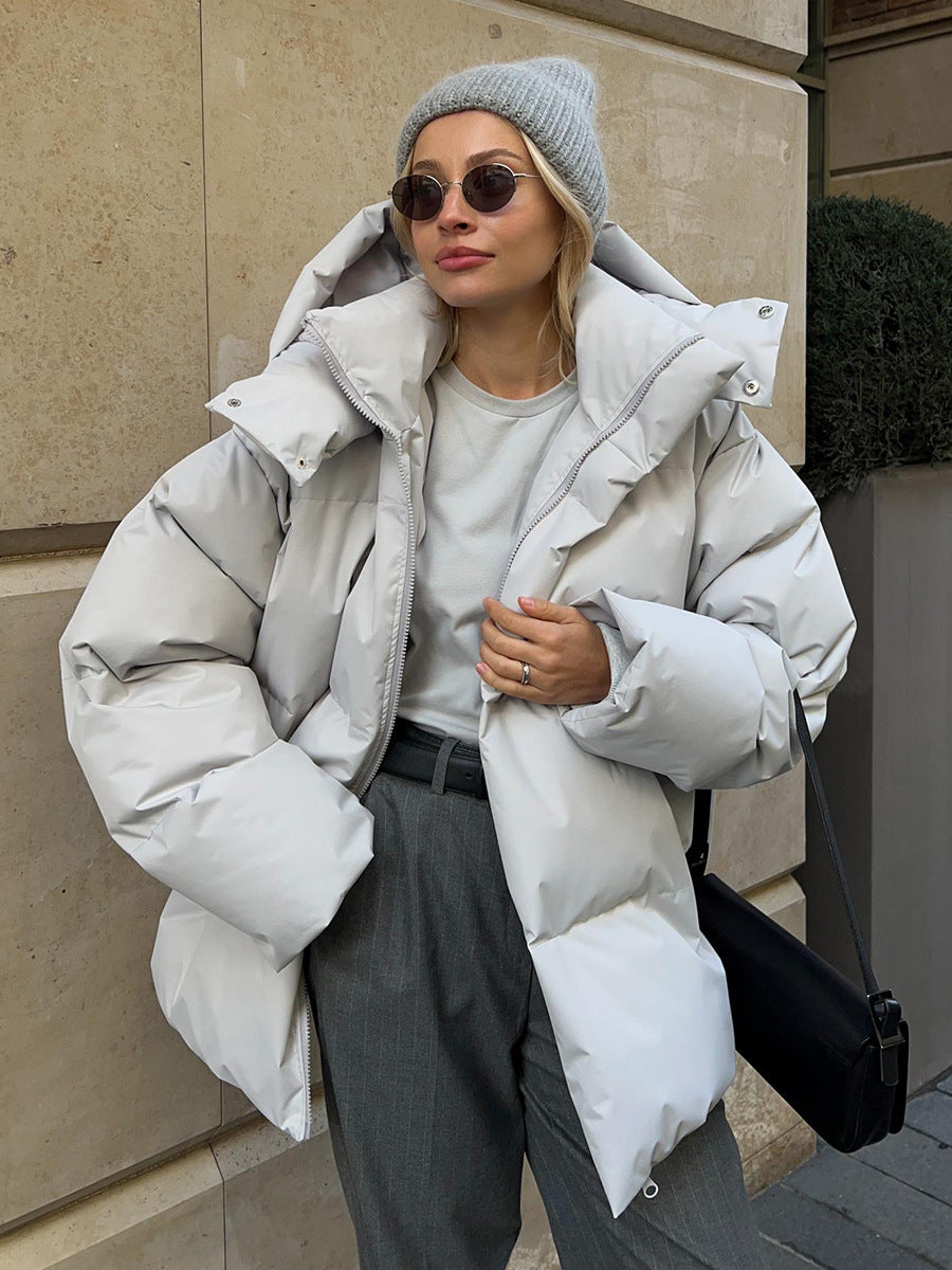 Limorista - Fashion Coat With Removable Hood Cotton Jacket Winter Warm Windproof Loose Cotton Jacket Loose Parka Outerwear Clothing