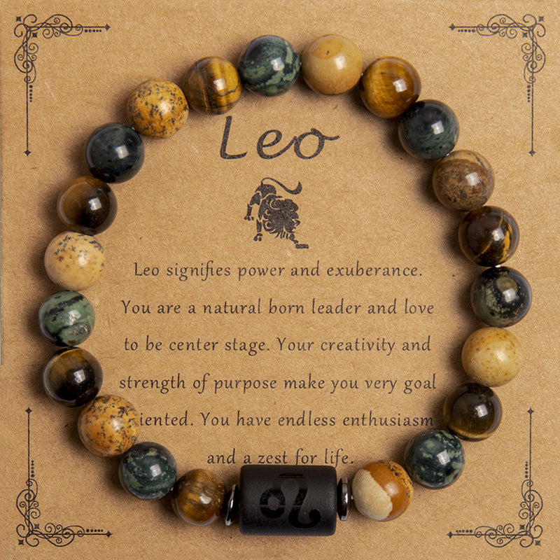 European And American New Natural Picture Tigereye Twelve Constellation Beaded Bracelet Limorista