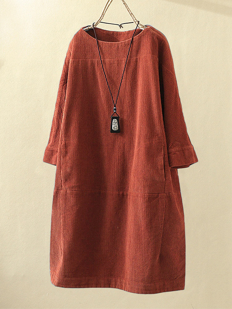 New solid color dress Korean loose three-quarter sleeves Limorista