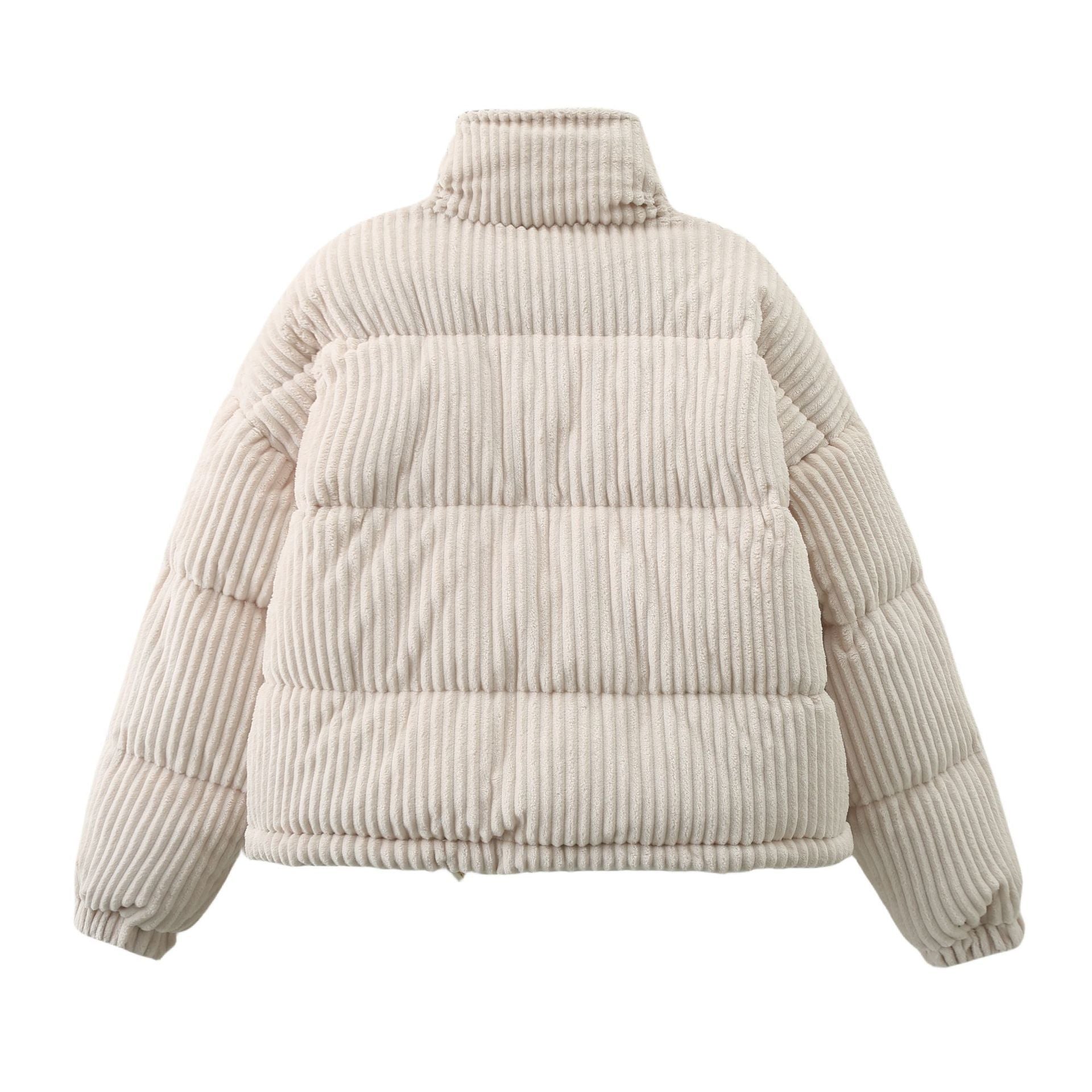 Warm Corduroy Puffer Jacket Coat Short Loose Cotton Coat Limorista