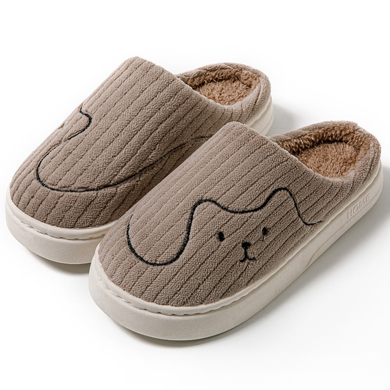Striped Cat Slippers Indoor Couple Non-slip Floor Bedroom Slipper Winter Warm Plush House Shoes Women Men Limorista