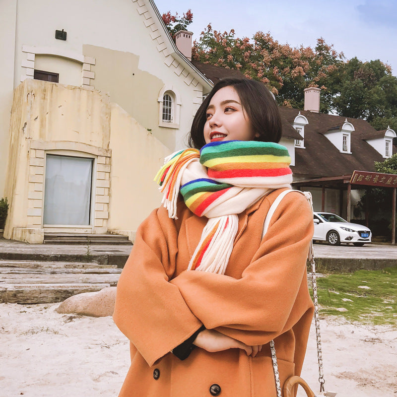 Rainbow Double Sided Scarf Women&