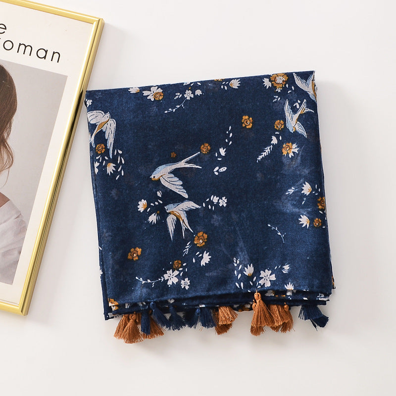 All-matching Tassel Decorative Shawl Cotton And Linen Feel Scarf Limorista